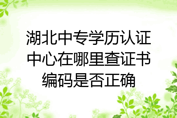 湖北中专学历认证中心在哪里查证书编码是否正确