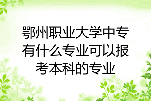 鄂州职业大学中专有什么专业可以报考本科的专业