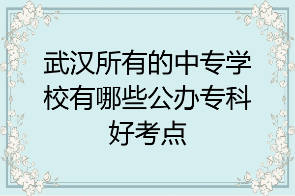 武汉所有的中专学校有哪些公办专科好考点