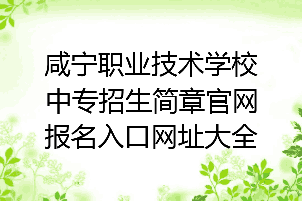 咸宁职业技术学校中专招生简章官网报名入口网址大全