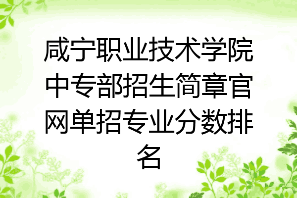 咸宁职业技术学院中专部招生简章官网单招专业分数排名