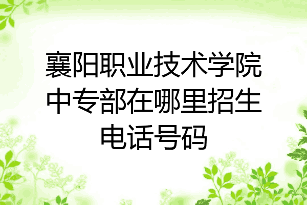 襄阳职业技术学院中专部在哪里招生电话号码