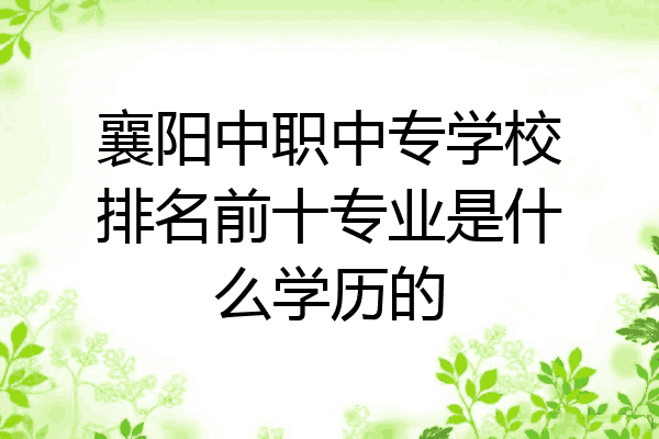 襄阳中职中专学校排名前十专业是什么学历的