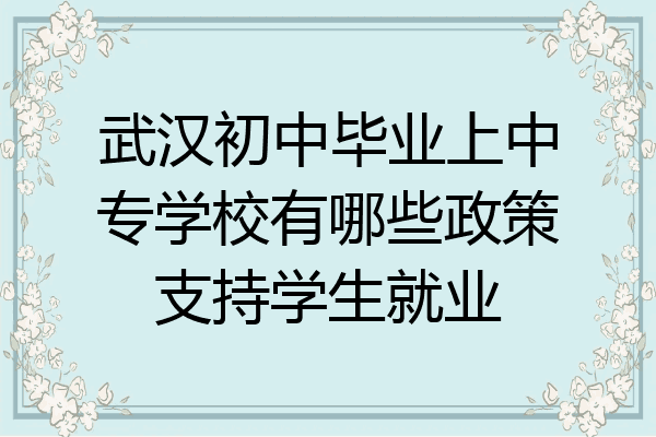 武汉初中毕业上中专学校有哪些政策支持学生就业