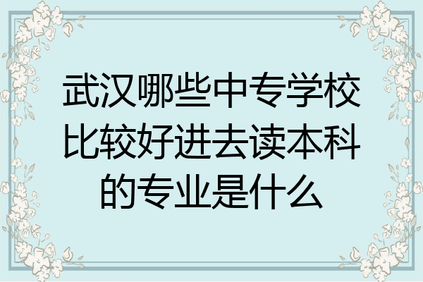 武汉哪些中专学校比较好进去读本科的专业是什么