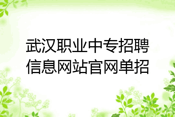 武汉职业中专招聘信息网站官网单招