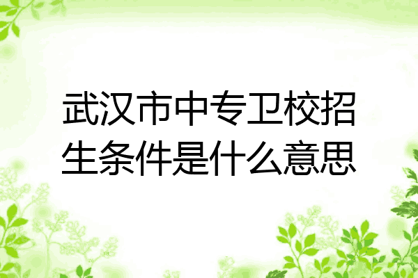 武汉市中专卫校招生条件是什么意思
