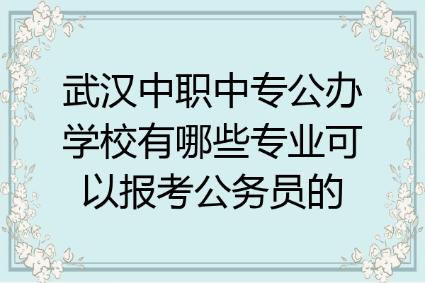 武汉中职中专公办学校有哪些专业可以报考公务员的