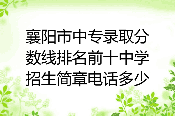 襄阳市中专录取分数线排名前十中学招生简章电话多少