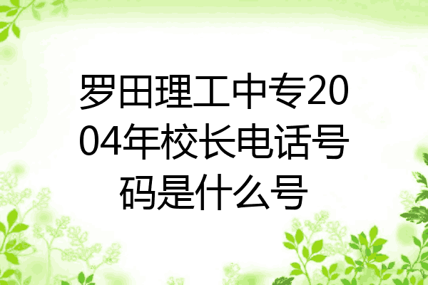 罗田理工中专2004年校长电话号码是什么号