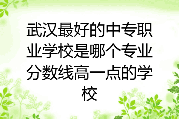 武汉最好的中专职业学校是哪个专业分数线高一点的学校