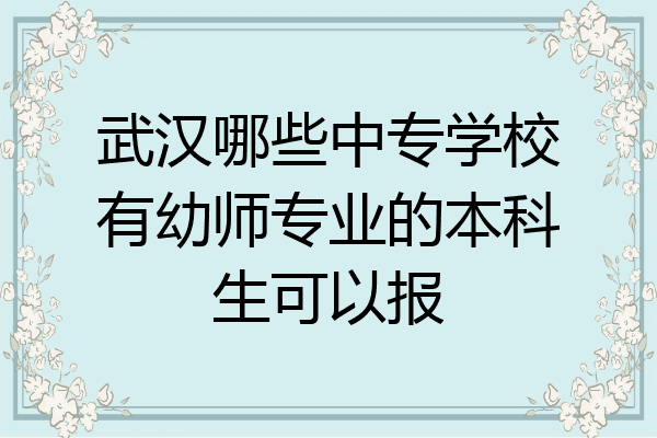 武汉哪些中专学校有幼师专业的本科生可以报