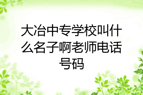 大冶中专学校叫什么名子啊老师电话号码
