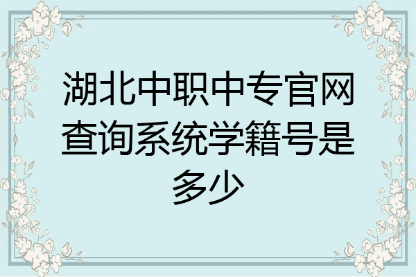 湖北中职中专官网查询系统学籍号是多少