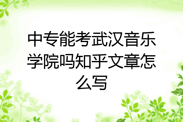 中专能考武汉音乐学院吗知乎文章怎么写