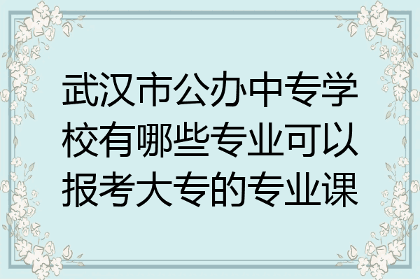 武汉市公办中专学校有哪些专业可以报考大专的专业课
