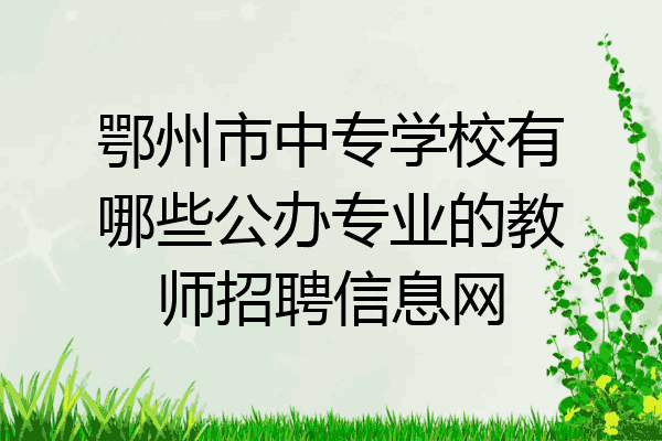鄂州市中专学校有哪些公办专业的教师招聘信息网