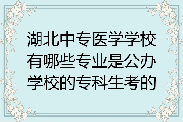 湖北中专医学学校有哪些专业是公办学校的专科生考的