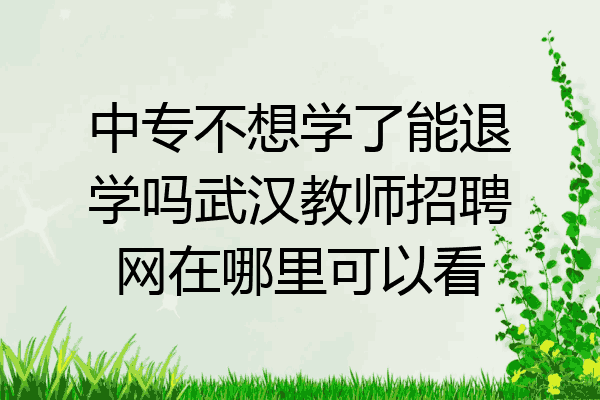 中专不想学了能退学吗武汉教师招聘网在哪里可以看