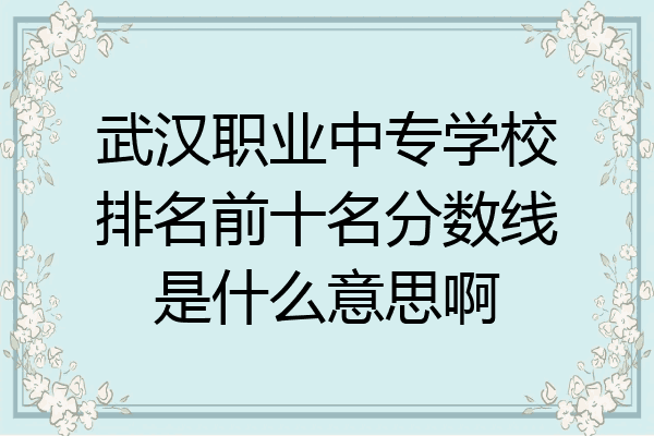 武汉职业中专学校排名前十名分数线是什么意思啊