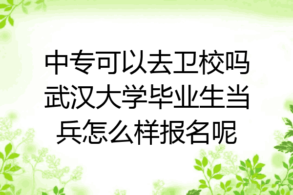 中专可以去卫校吗武汉大学毕业生当兵怎么样报名呢