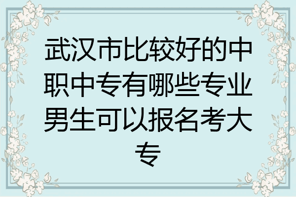 武汉市比较好的中职中专有哪些专业男生可以报名考大专