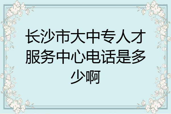 长沙市大中专人才服务中心电话是多少啊