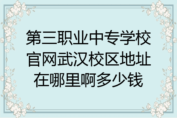 第三职业中专学校官网武汉校区地址在哪里啊多少钱