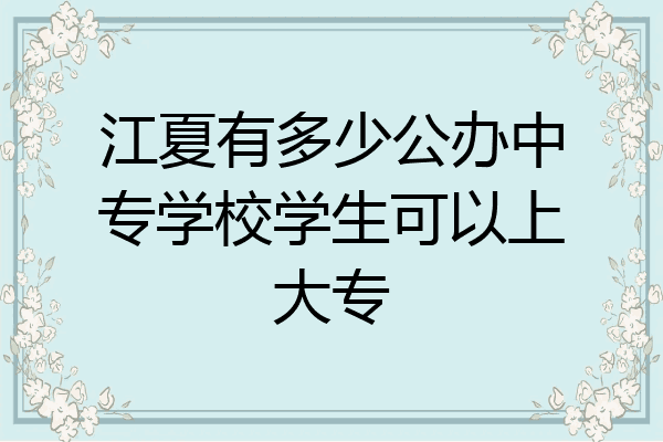 江夏有多少公办中专学校学生可以上大专