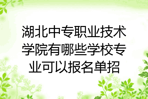 湖北中专职业技术学院有哪些学校专业可以报名单招
