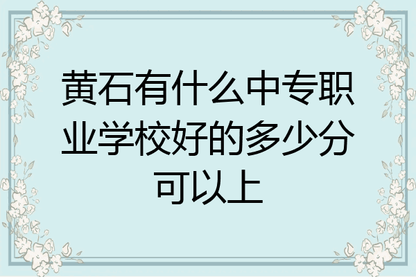 黄石有什么中专职业学校好的多少分可以上