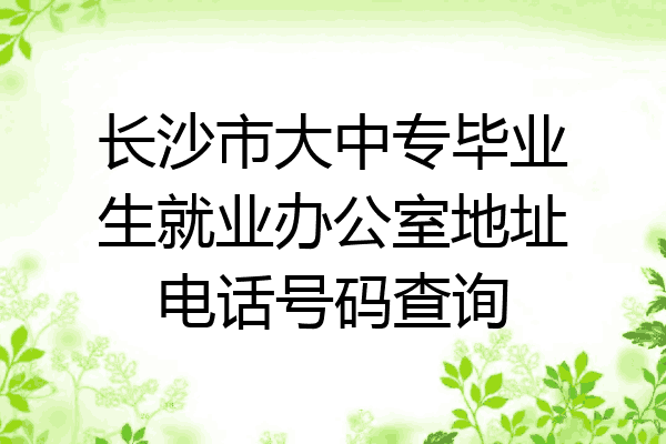 长沙市大中专毕业生就业办公室地址电话号码查询