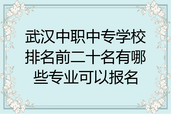 武汉中职中专学校排名前二十名有哪些专业可以报名
