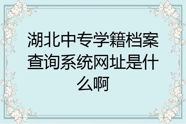 湖北中专学籍档案查询系统网址是什么啊