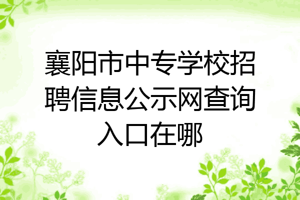 襄阳市中专学校招聘信息公示网查询入口在哪