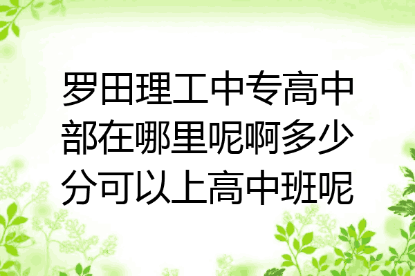 罗田理工中专高中部在哪里呢啊多少分可以上高中班呢