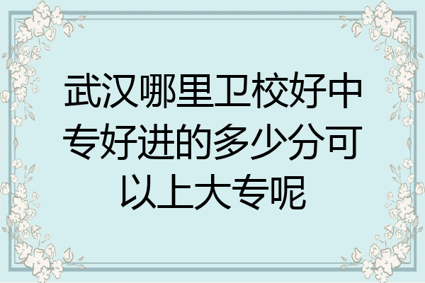武汉哪里卫校好中专好进的多少分可以上大专呢