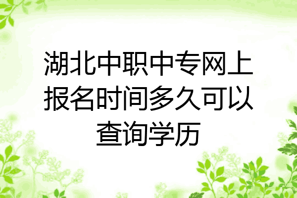 湖北中职中专网上报名时间多久可以查询学历