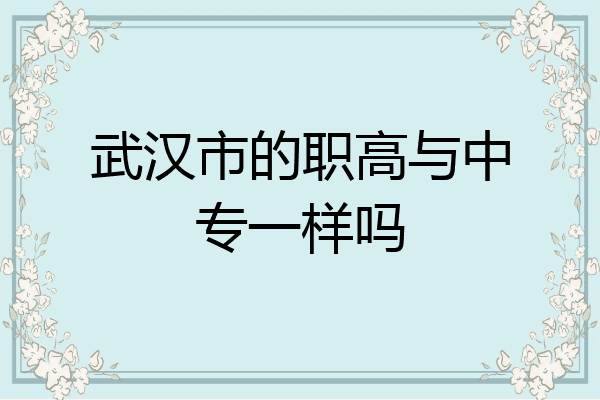 武汉市的职高与中专一样吗