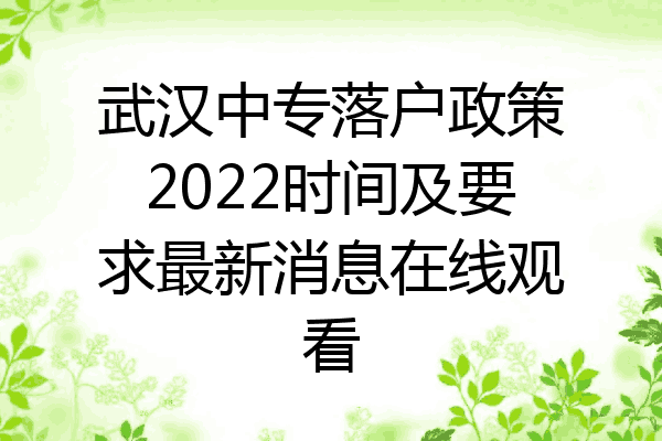 武汉中专落户政策2022时间及要求最新消息在线观看