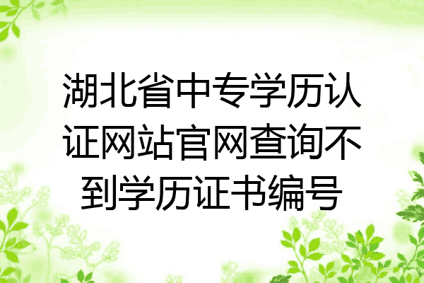 湖北省中专学历认证网站官网查询不到学历证书编号