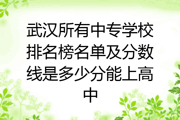 武汉所有中专学校排名榜名单及分数线是多少分能上高中