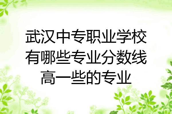 武汉中专职业学校有哪些专业分数线高一些的专业