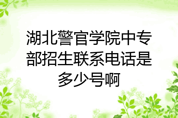 湖北警官学院中专部招生联系电话是多少号啊