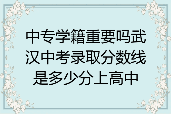 中专学籍重要吗武汉中考录取分数线是多少分上高中