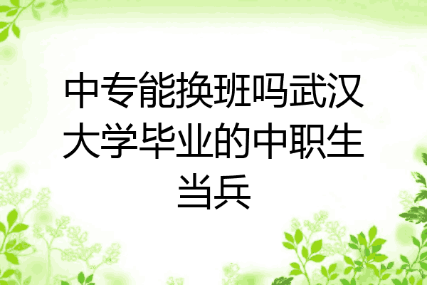 中专能换班吗武汉大学毕业的中职生当兵