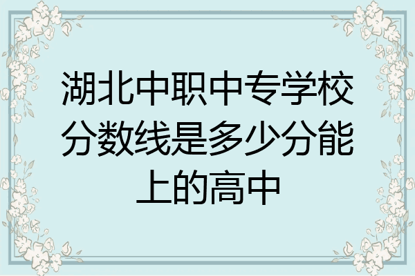 湖北中职中专学校分数线是多少分能上的高中