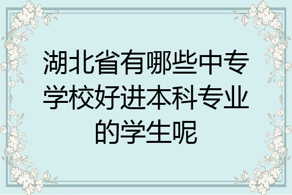 湖北省有哪些中专学校好进本科专业的学生呢