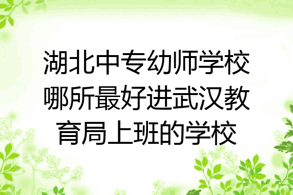 湖北中专幼师学校哪所最好进武汉教育局上班的学校