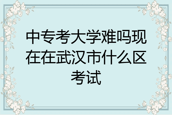 中专考大学难吗现在在武汉市什么区考试